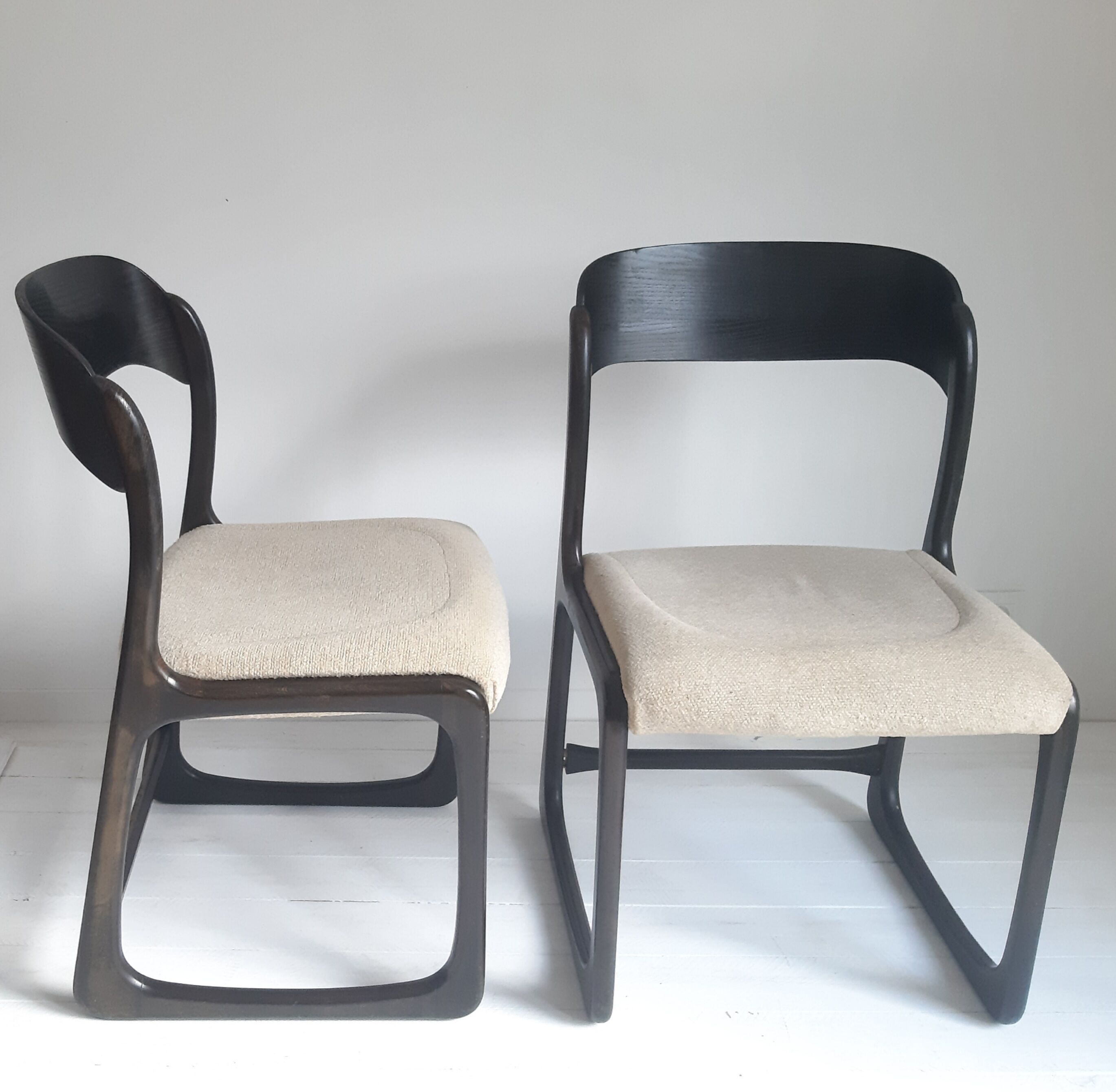 Duo of sleigh chairs