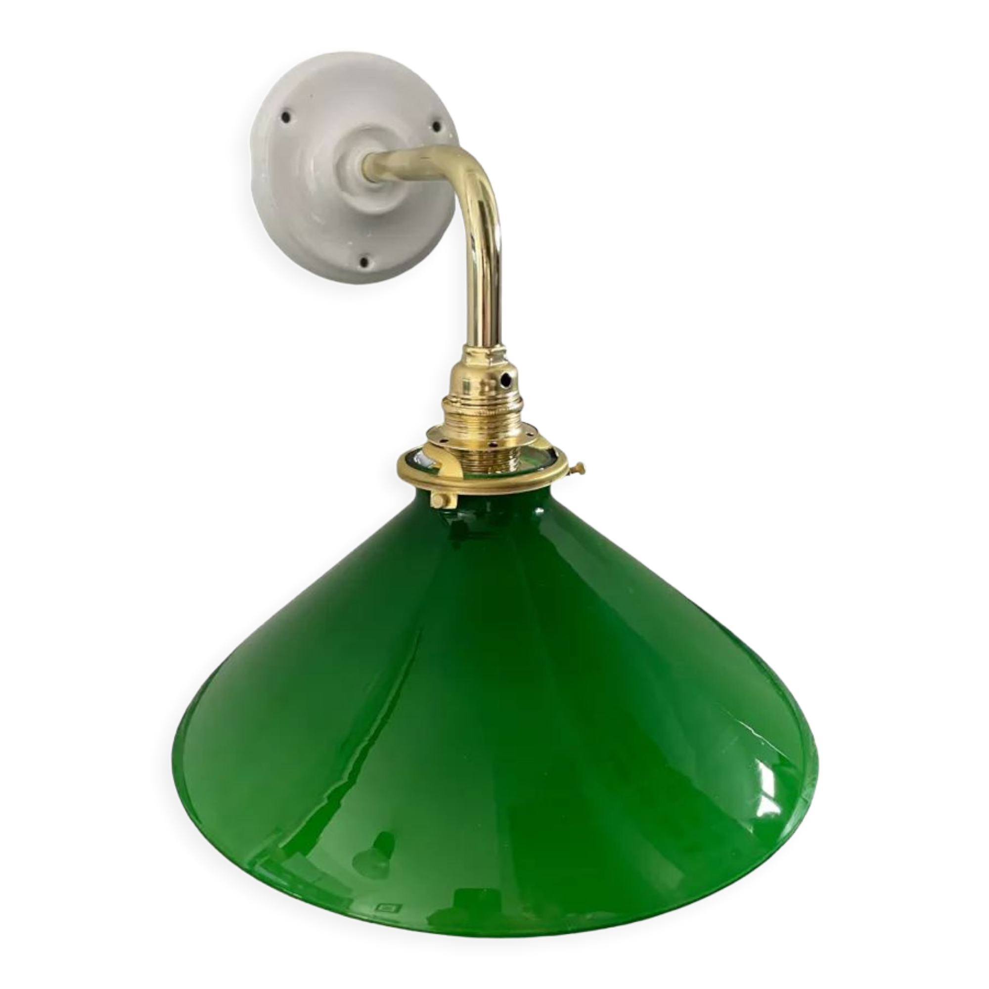 Wall lamp in green opaline and ceramic
