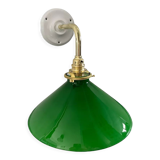 Wall lamp in green opaline and ceramic