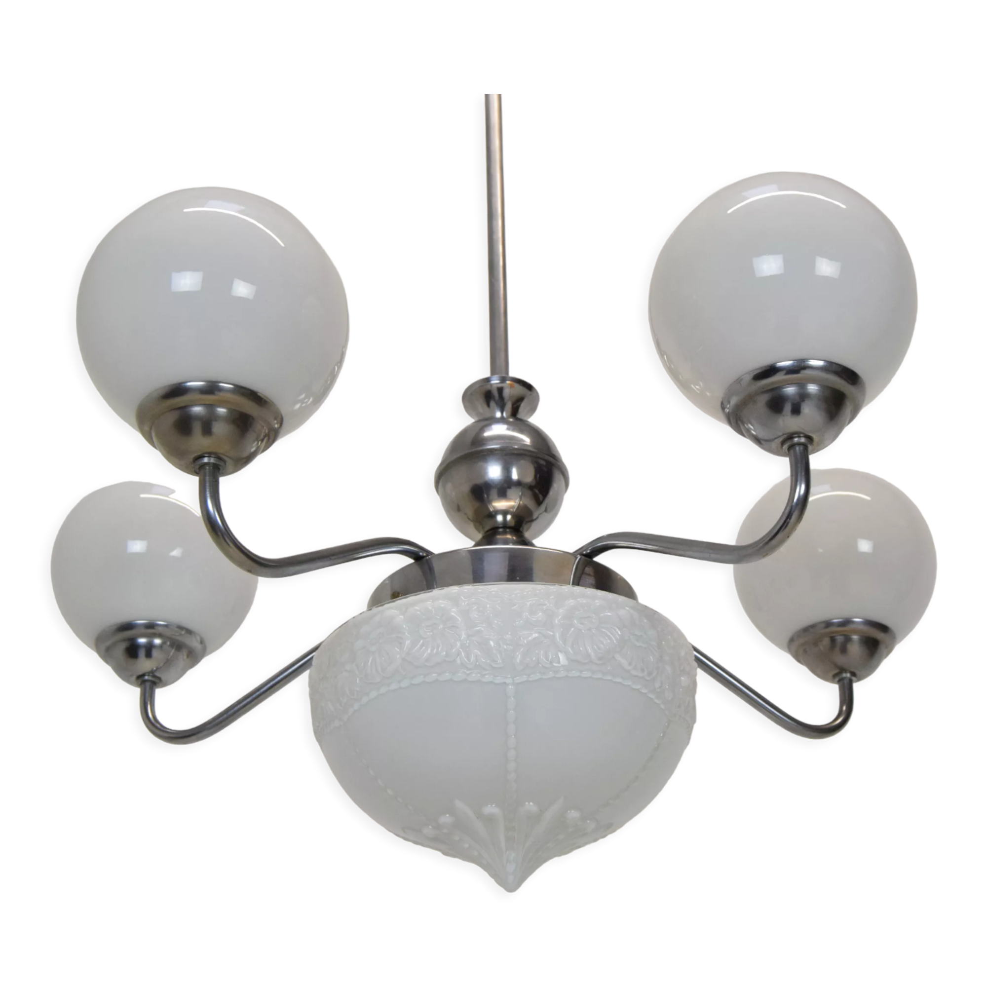 Art deco chrome chandelier,1930's.