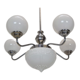 Art deco chrome chandelier,1930's.