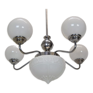 Art deco chrome chandelier,1930's.