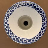 Pair of old candlesticks in blue and white earthenware Gien 1950