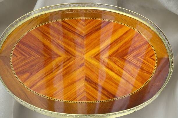 Pair of Bedside Tables / Salon in Marquetry Transition Style Louis XV/Louis XVI