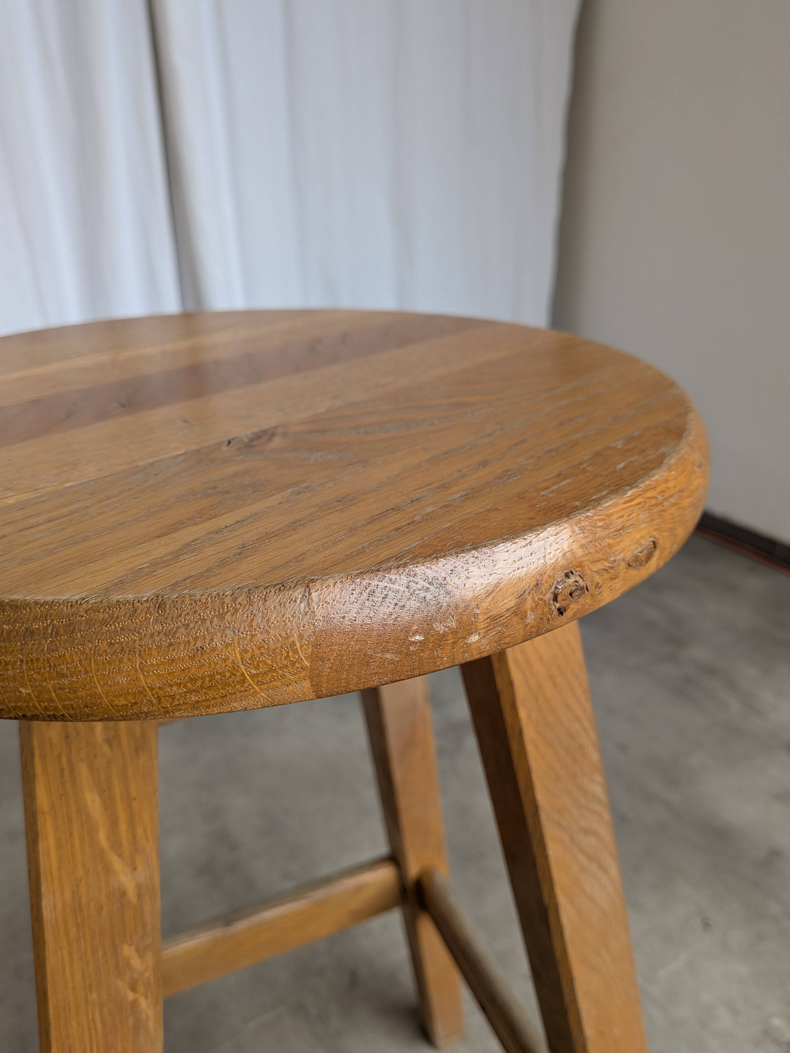 Vintage Oak Bar Stool: 1980s Yugoslavian Industrial High Chair