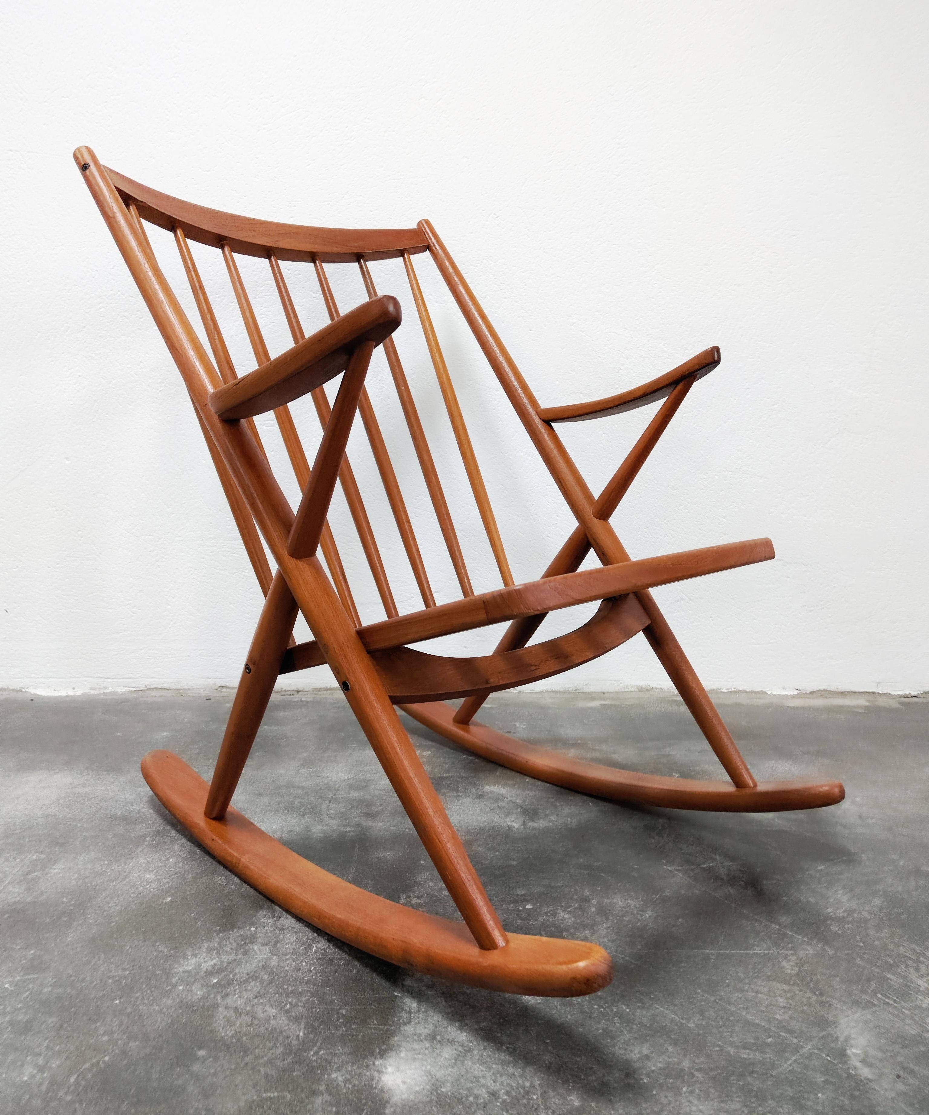 Teak rocking chair MCM Model 182 by Frank Reenskaug for Bramin
