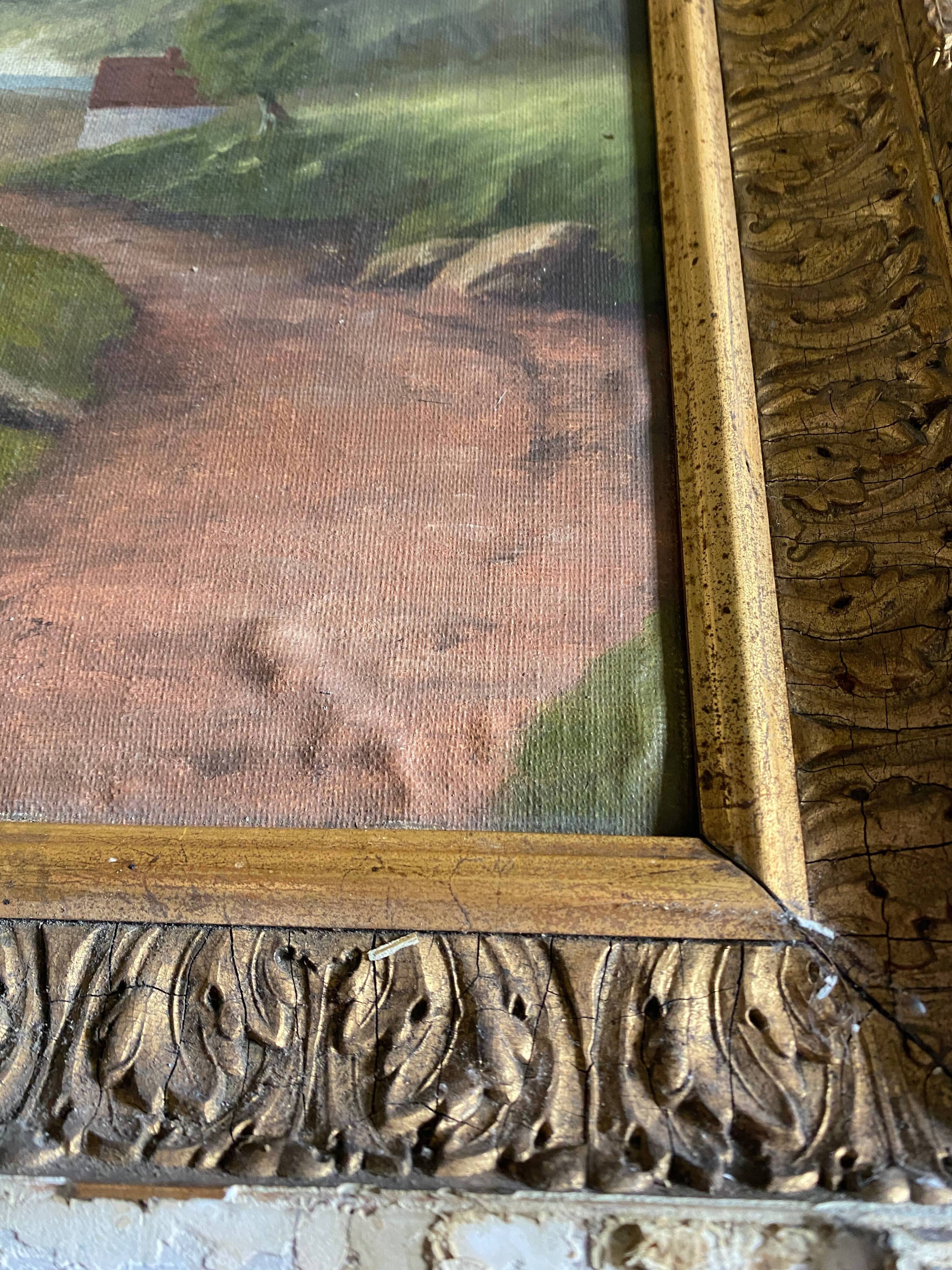 HST painting "Countryside landscape" for 19th/20th century restoration + frame