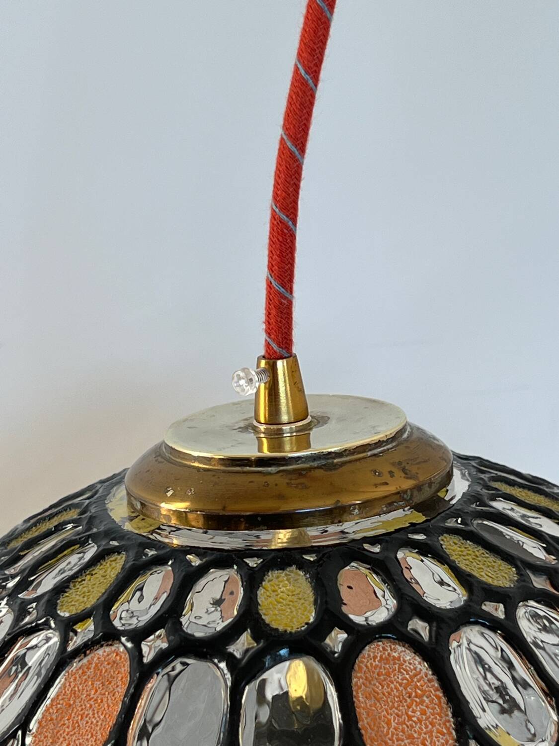 Large vintage Limburg stained-glass style pendant light from the 1970s