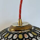 Large vintage Limburg stained-glass style pendant light from the 1970s