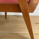 Vintage armchair from the 50s/60s – wood & red faux leather – Scandinavian style