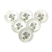 6 assiettes à dessert fleur rose shabby porcelaine de Limoges