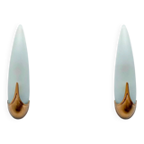 Pair of brass and opaline wall lights, Italy 1980.