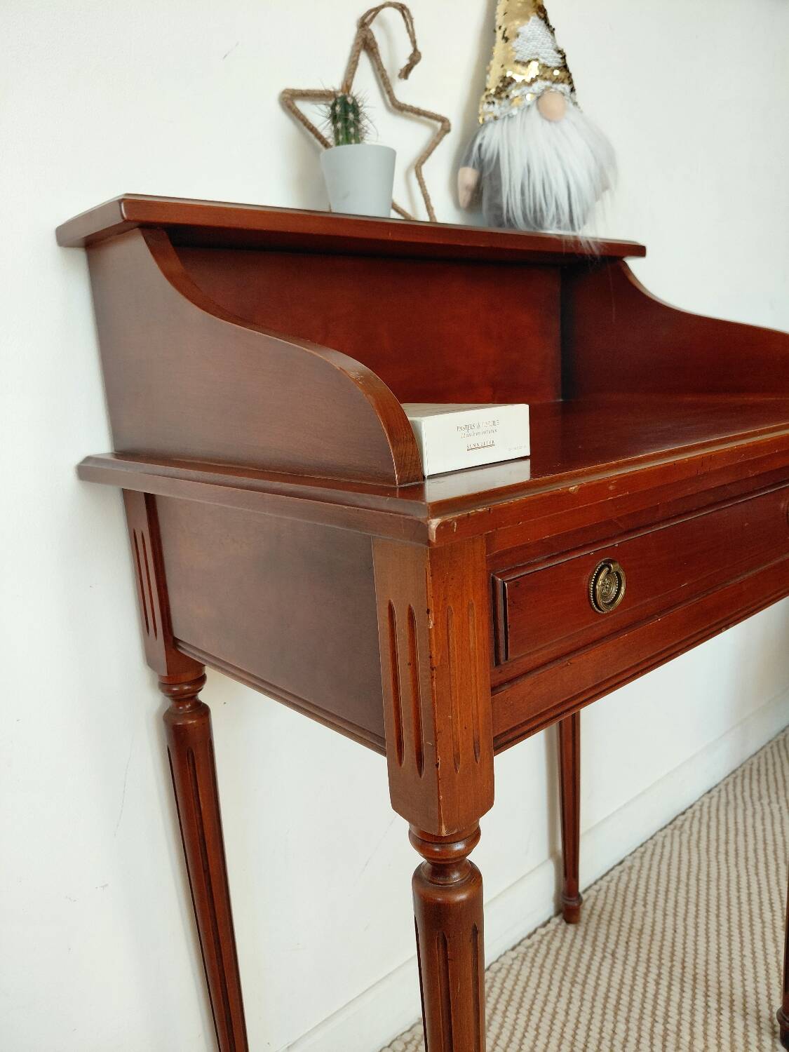 Small vintage desk/console in wood - Louis XVI style - 1 drawer