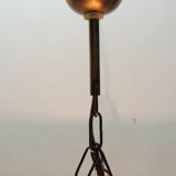 1970s vintage yellow speckled glass suspension – retro chain chandelier