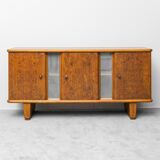 Vintage walnut burl sideboard with decorative inserts, 1940s