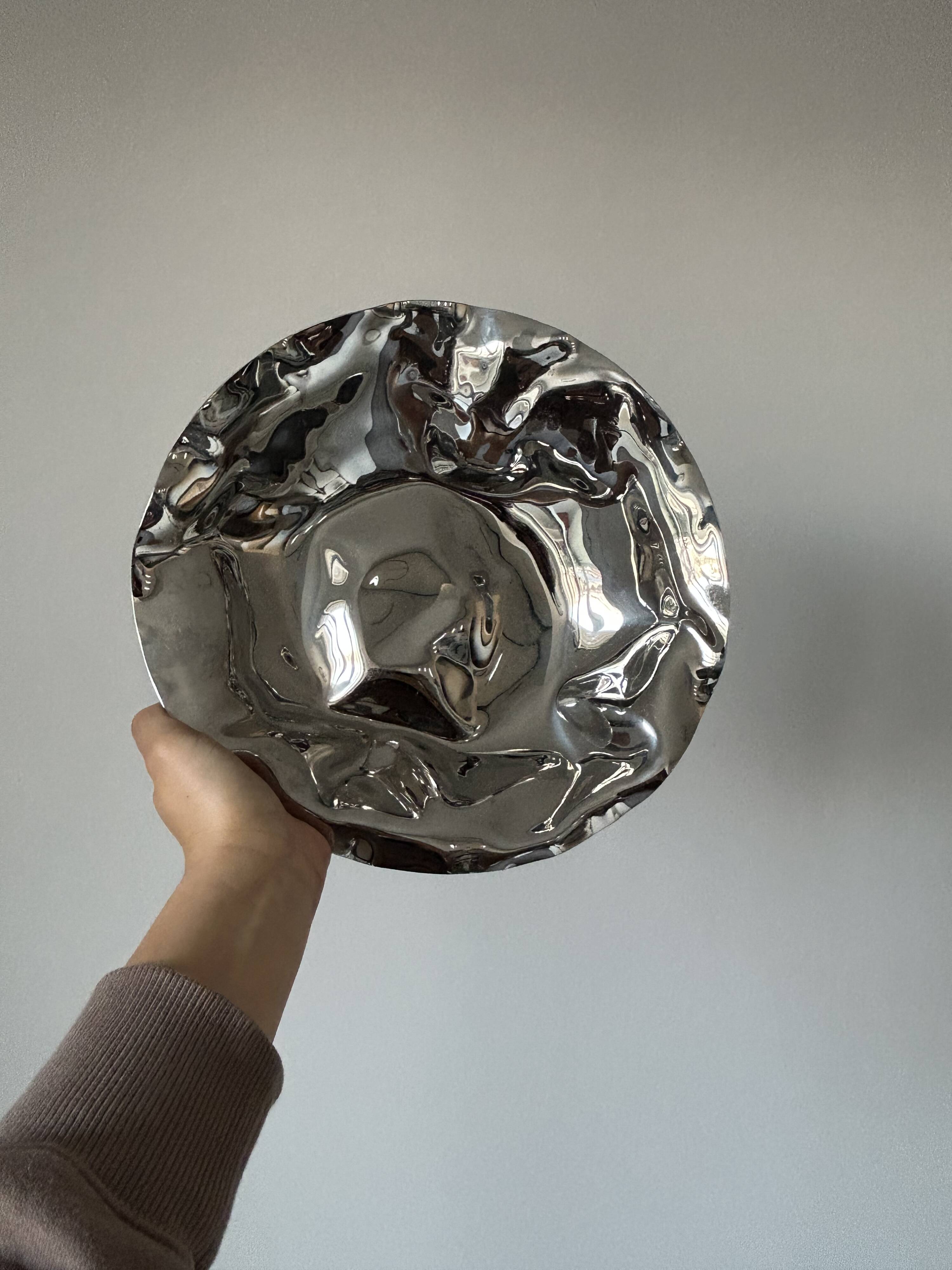 Stainless steel fruit basket / salad bowl - Alessi (Sarrià basket)