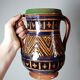 Large Moroccan vase from Safi, polychrome terracotta with two handles, from the 1950s to 1970s.