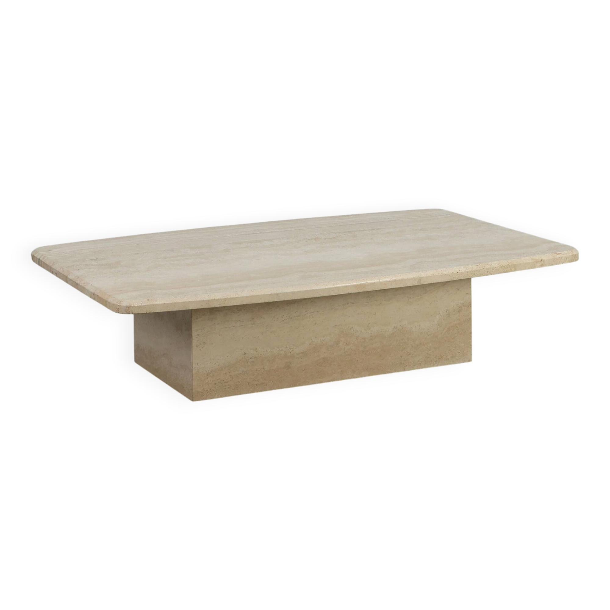 Sculptural organic travertine coffee table, France 1980s
