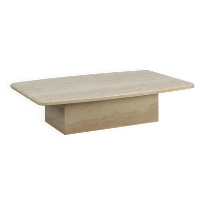 Table basse organique en travertin, France années 1980
