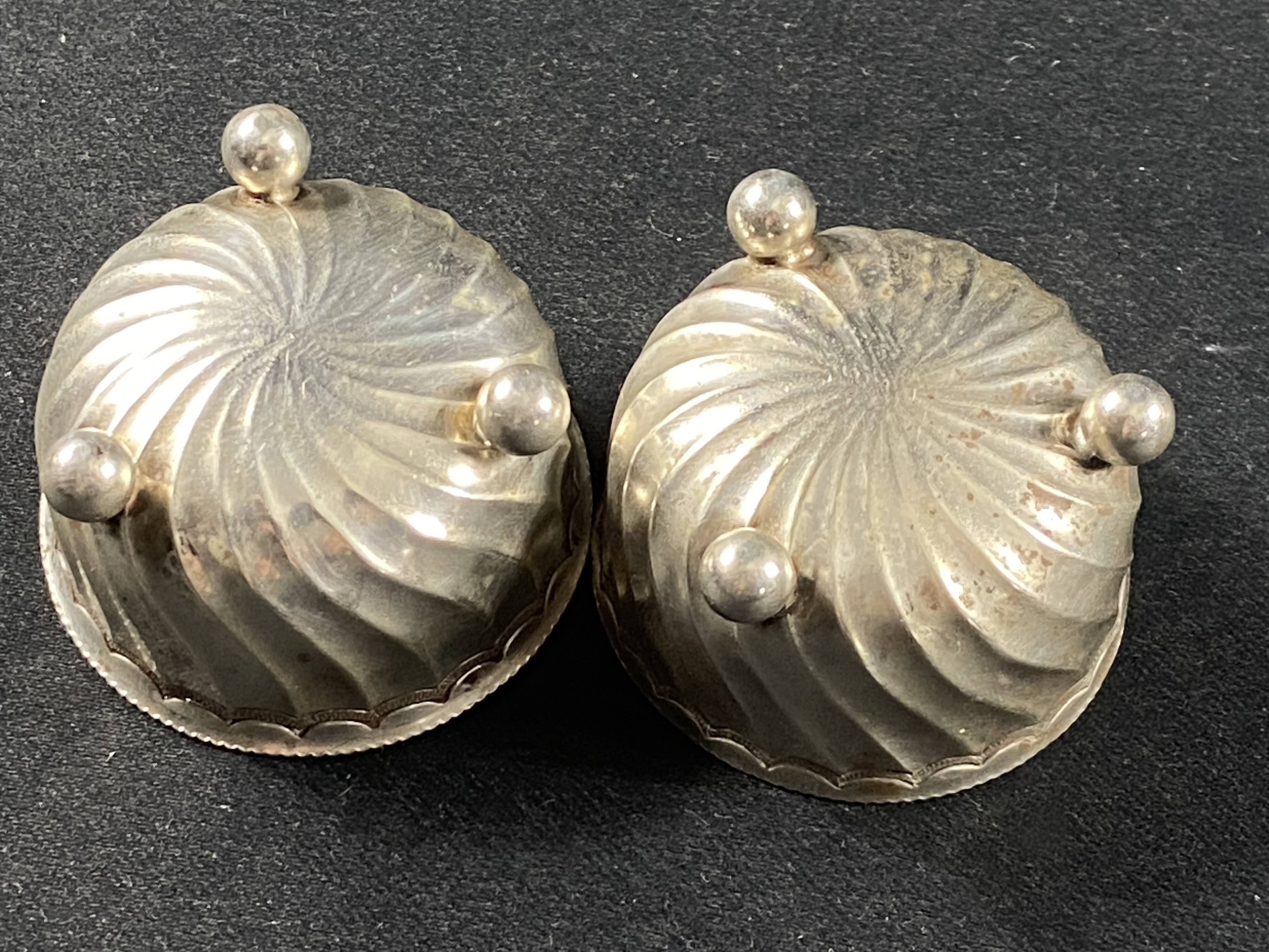 Pair of solid silver salt cellars with weevil hallmark