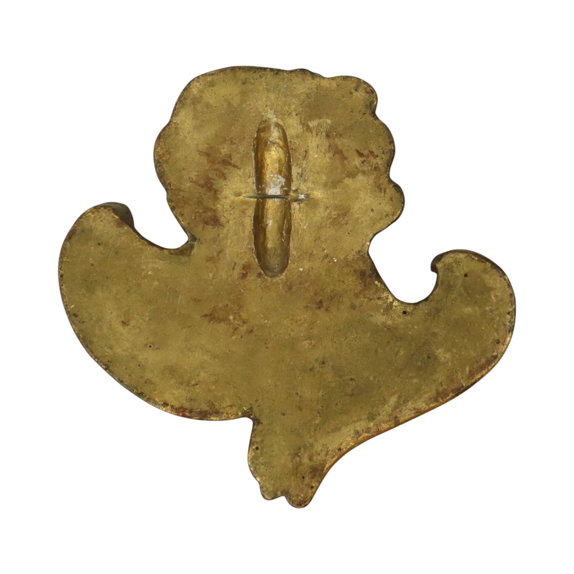 Vintage Angel Head Bust Gilded Plaster Wall Decoration 20cm