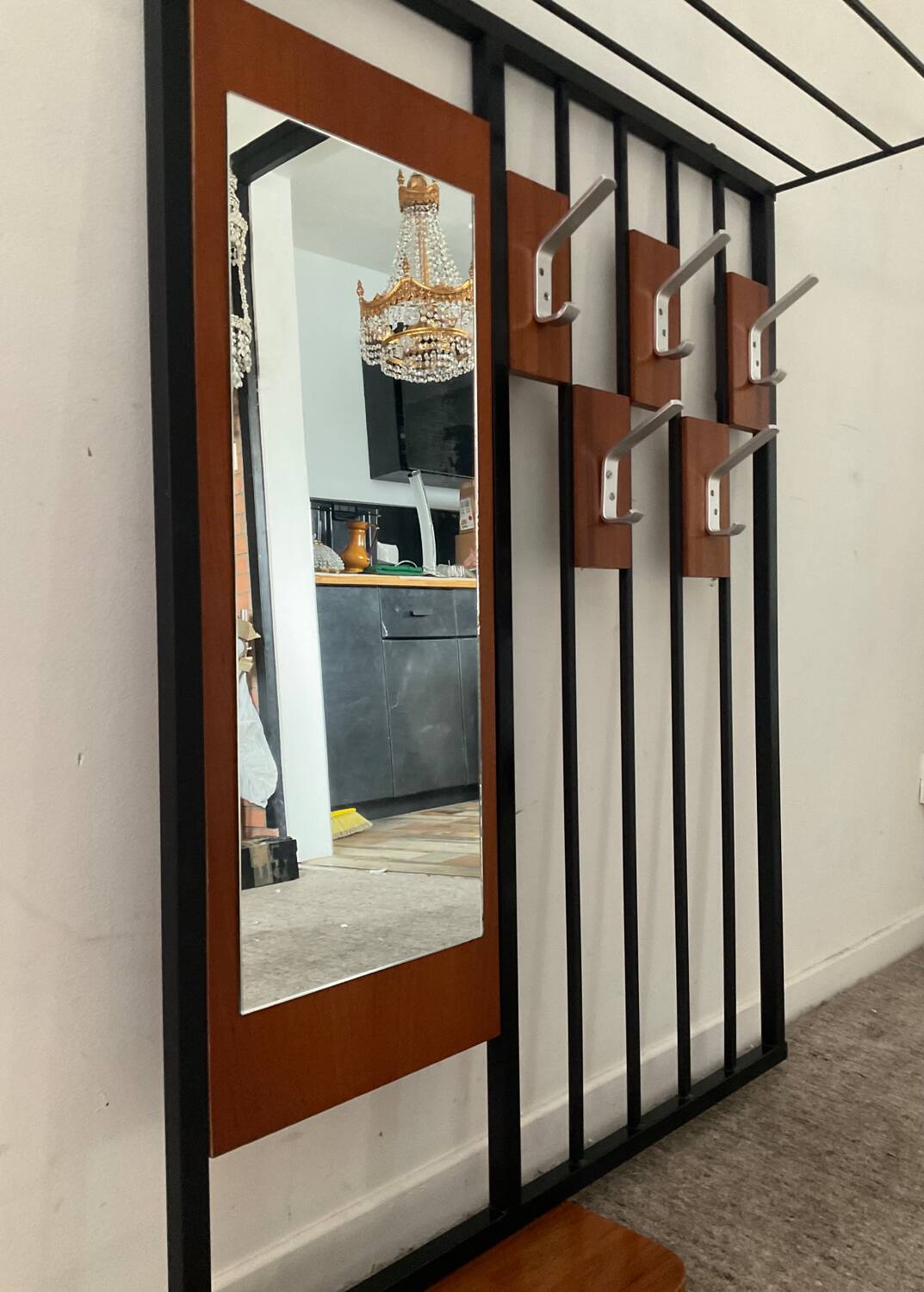 Scandinavian wall-mounted locker from the 60s in teak