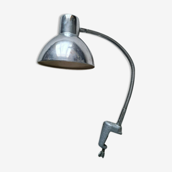 Lamp with vice attachment workshop desk flexible chrome metal