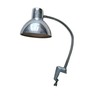Lamp with vice attachment workshop desk flexible chrome metal