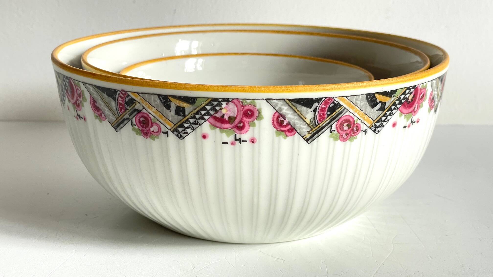 SALAD BOWLS Porcelain MEHUN Art Deco Decor