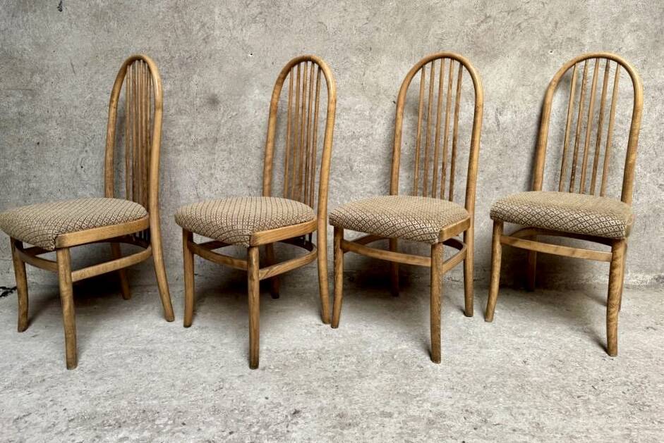 Series Set of 4 Baumann Eden Vintage chairs with fabric seat