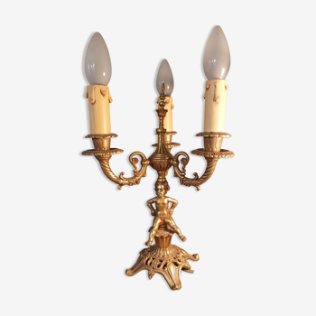 Electrified three-spoke brass candlesticks