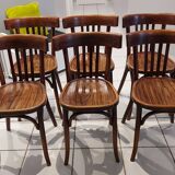 Suite de 6 chaises de bistrot Baumann années 1930