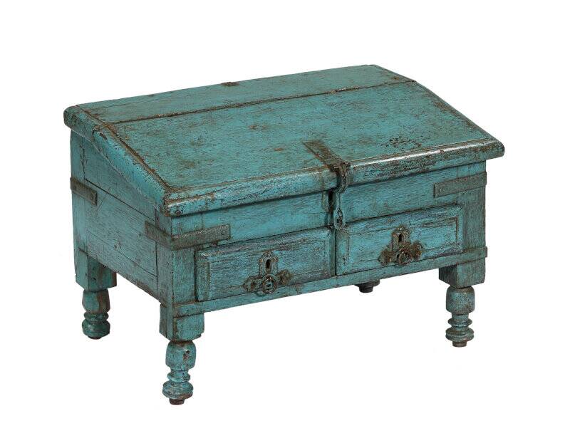 Blue desk chest old desk with drawers