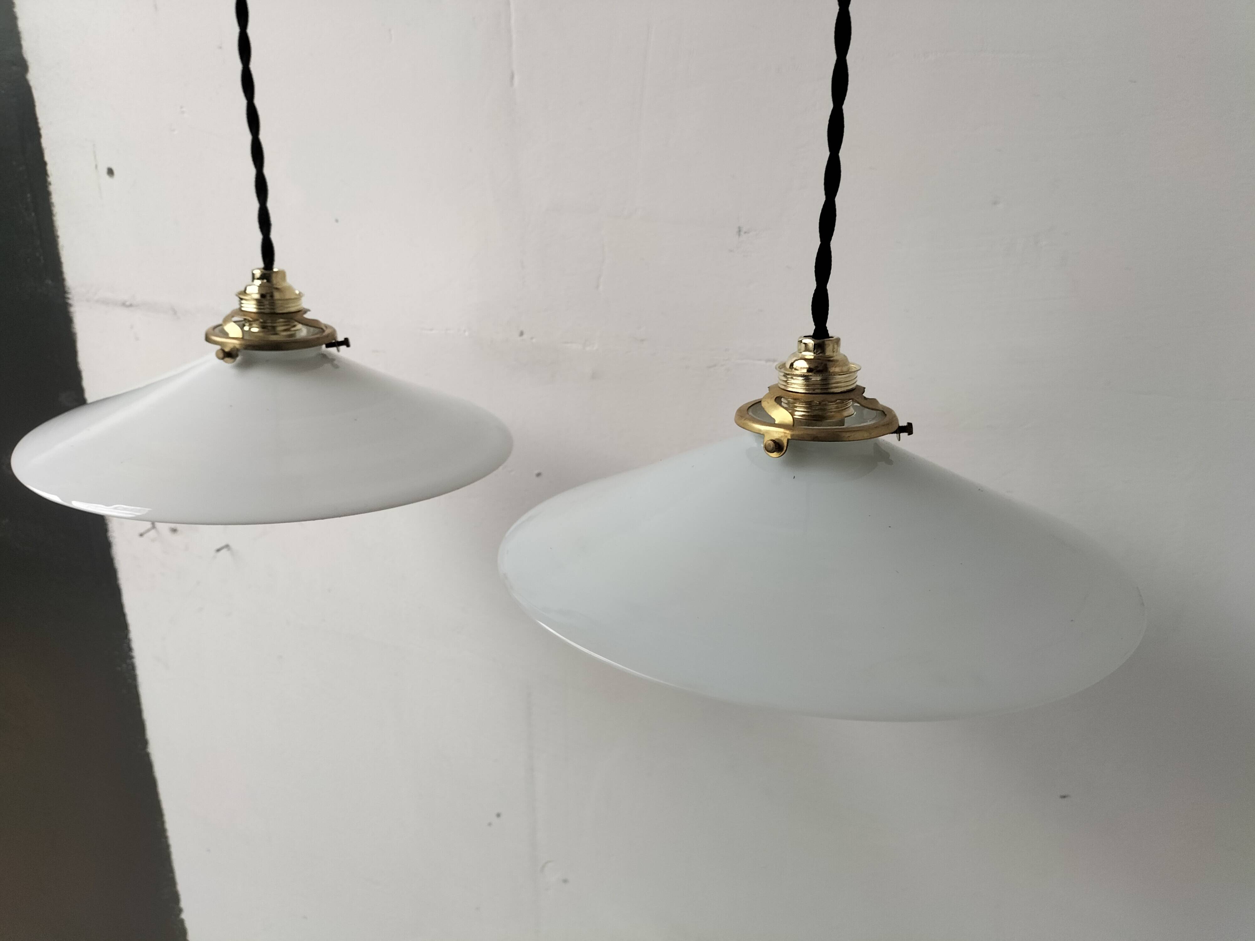 2 opaline pendant lights
