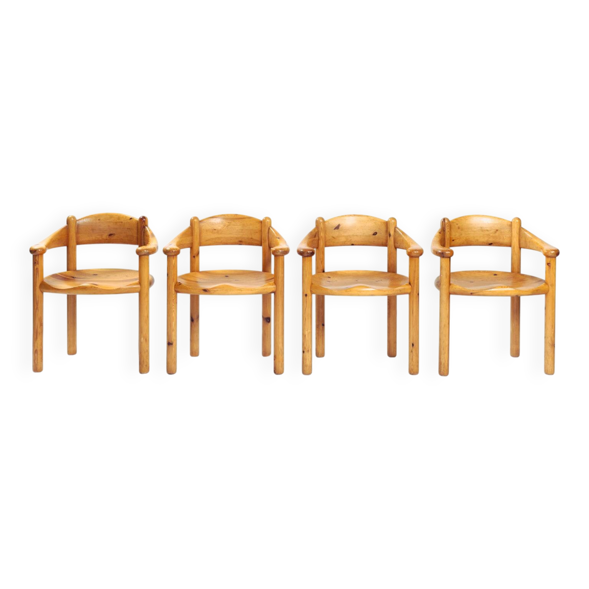 Chaises de salle à manger en pin sculpté Rainer Daumiller pour la scierie Hirtshals, 1970