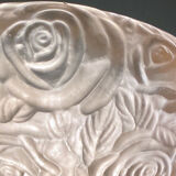 Art Deco wall lamp (1930) with rose patterns in molded pressed glass
