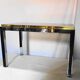 Table basse en métal chromé et laiton,années 70