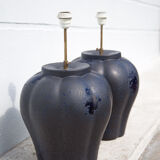 Pair of midnight blue ceramic lamps