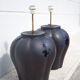 Pair of midnight blue ceramic lamps