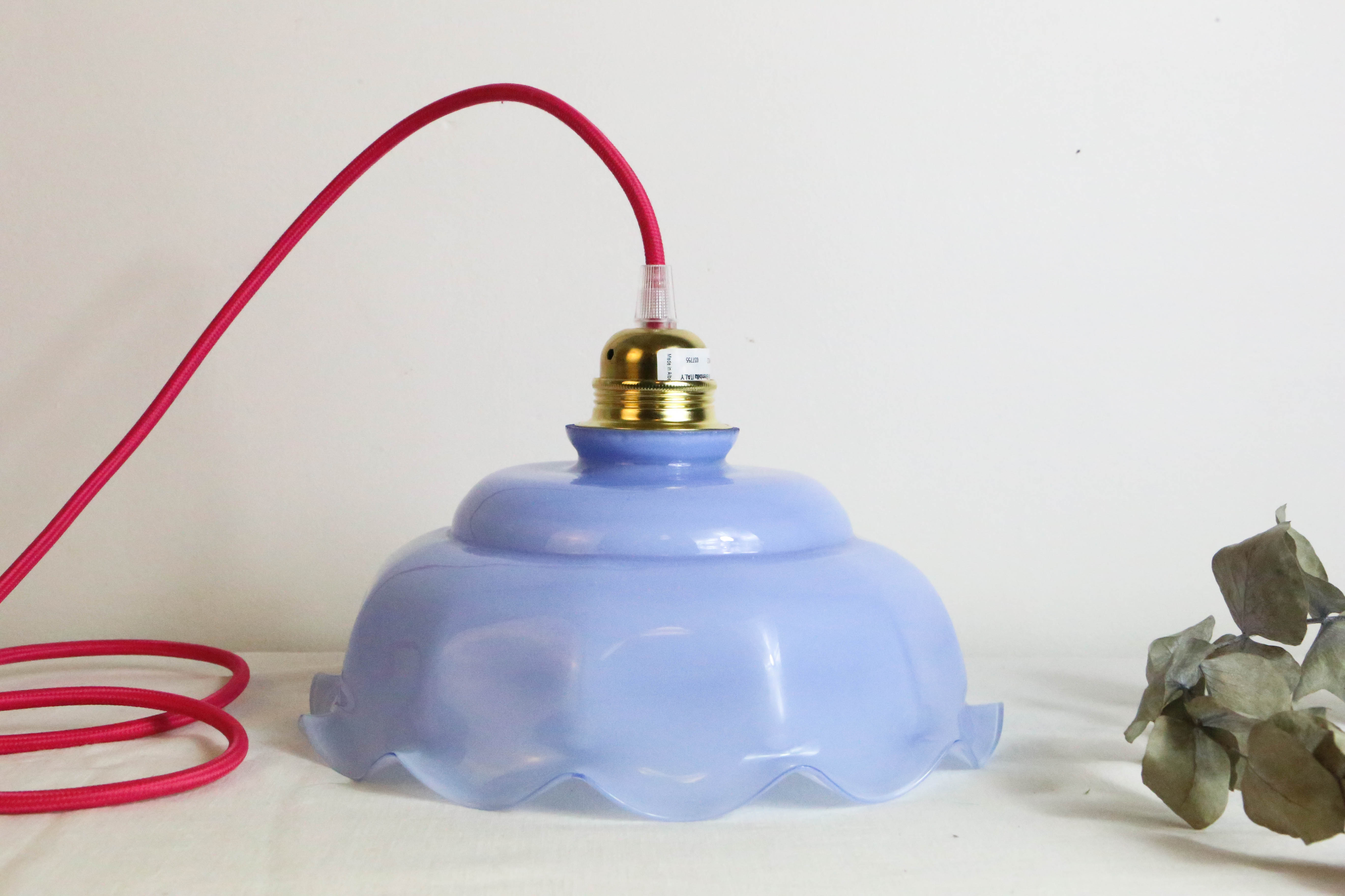 Blue glass pendant lamp, vintage