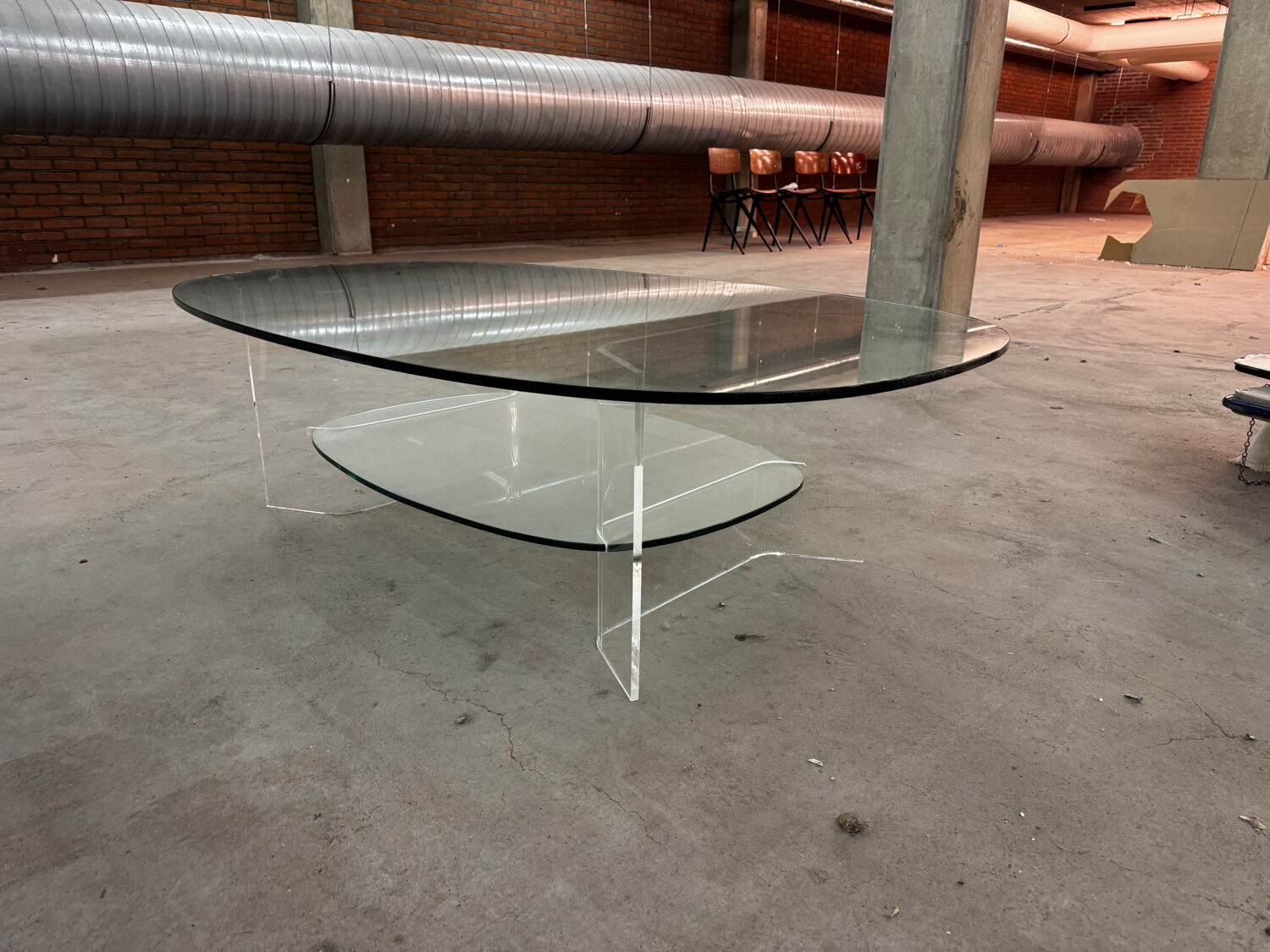 Space Age Italian modern Glass and Perspex Coffee Table, 1990s
