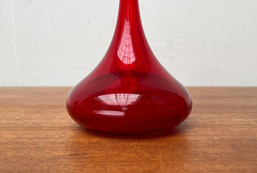 Vintage red glass solifleur vase by Cari Zalloni for WMF.