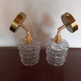 Pair of vintage molded glass wall sconces