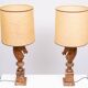Grande lampe à tête de cheval en albâtre sculpté, Italie, années 1960, lot de 2