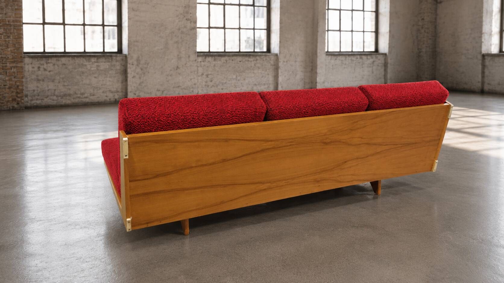 Czechoslovak mid-century sofa by Interiér Praha, 1960s – red bouclé