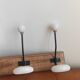 Vintage wooden and white ceramic coat rack – 3 hooks