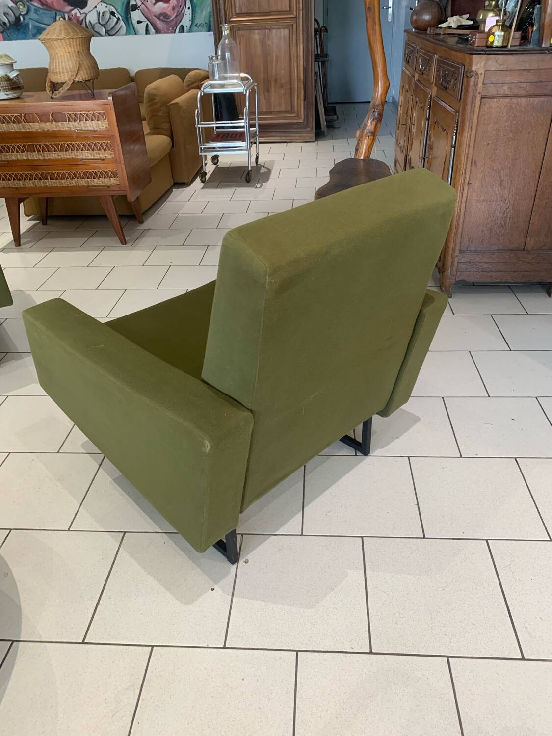 Paire Fauteuil Fero Vert Vintage circa 1960