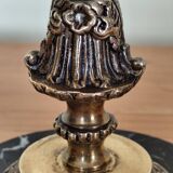 Table lamp base candlestick in chiselled brass and marble base.