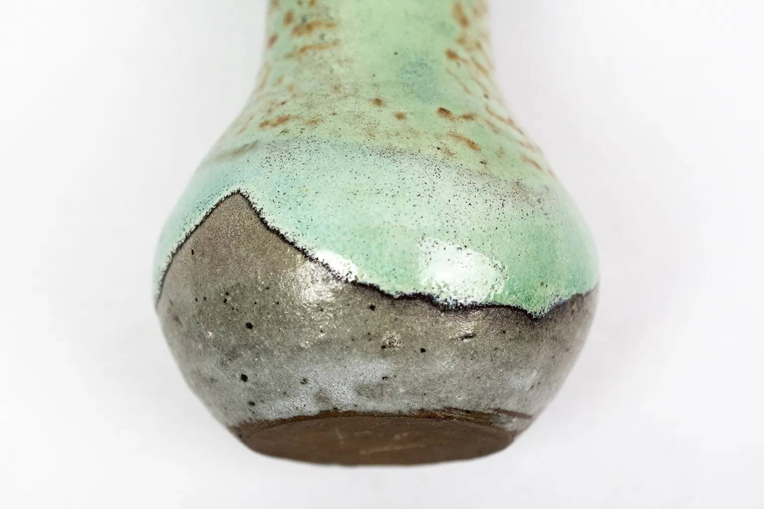 Eugène Lion, stoneware vase from Puisaye, Carriès school, turquoise glaze.