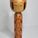 Vintage Signed Japanese Kokeshi Doll, Hand Painted Red Floral Decor, 32cm